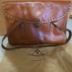 Patricia Nash Tan Leather Studded Crossbody Satchel